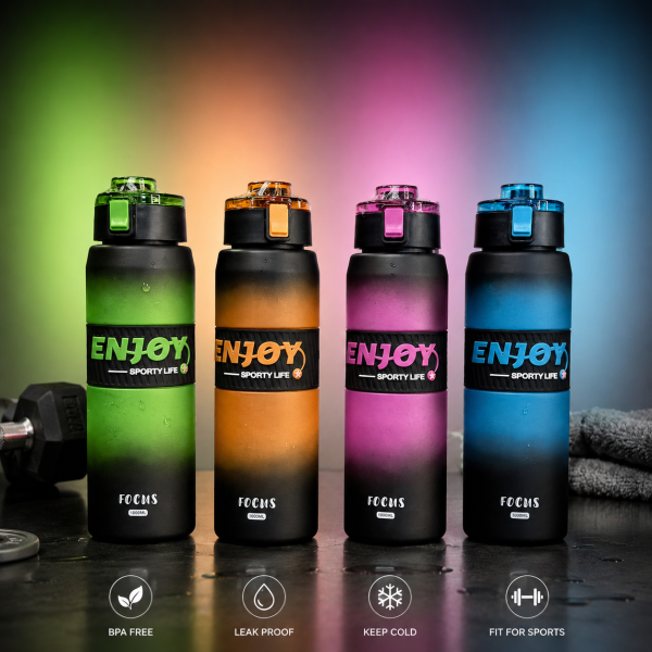 قمقمه ورزشی ۱ لیتری ENJOY مدل Focus – نشکن، بدون BPA و ضد نشت (ظرفیت ۱۰۰۰ میلی‌لیتر)