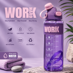 قمقمه انگیزشی ۱ لیتری مدل WORK HARD - نشکن، بدون BPA و دارای نشانگر زمان