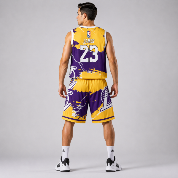 ست حلقه ای و شلوارک مدل Lakers شماره 23 - Image 2